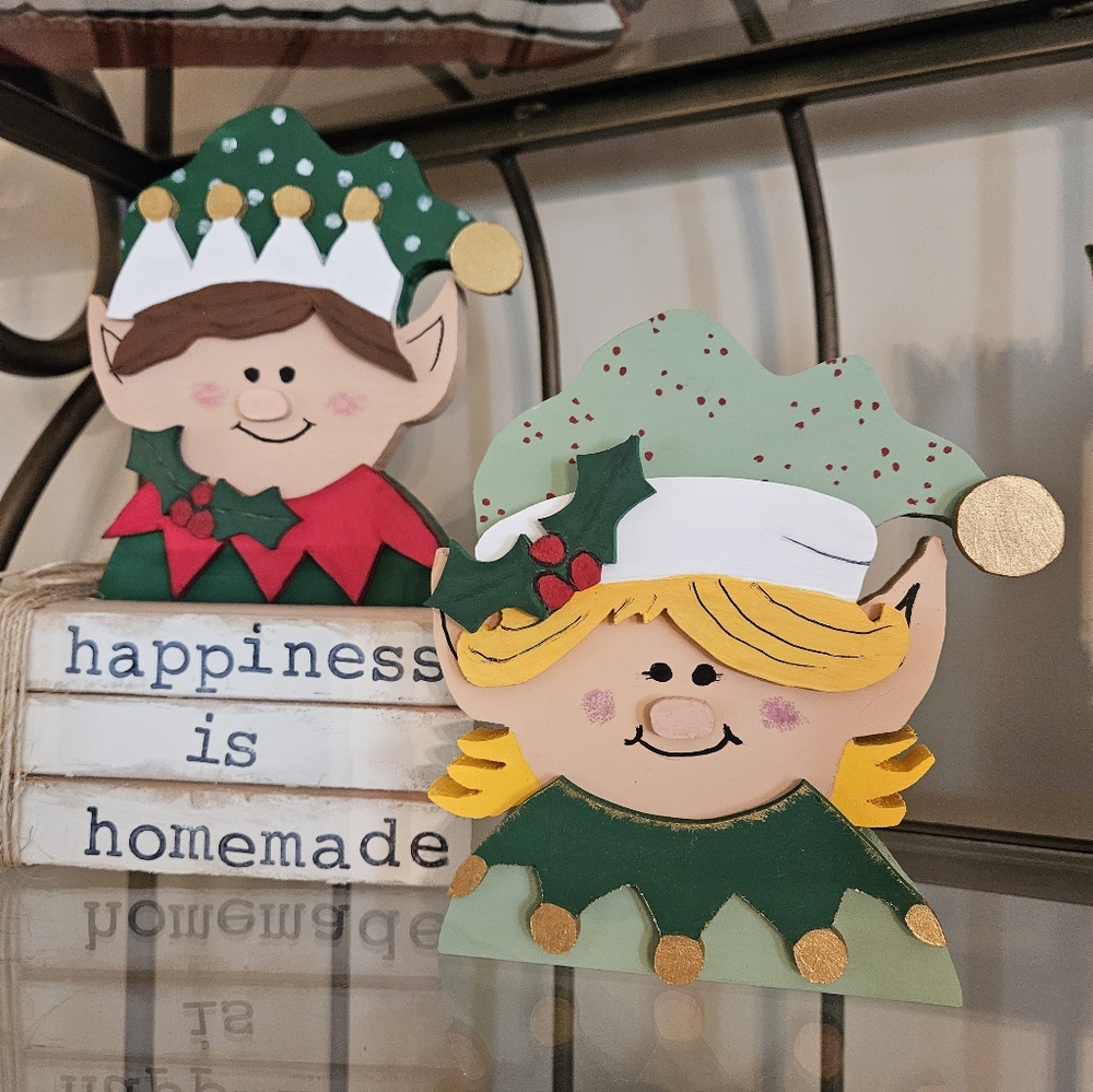 Elf Girl, Wooden Christmas/Holiday Elf Handmade 3D - Picture 9 of 9